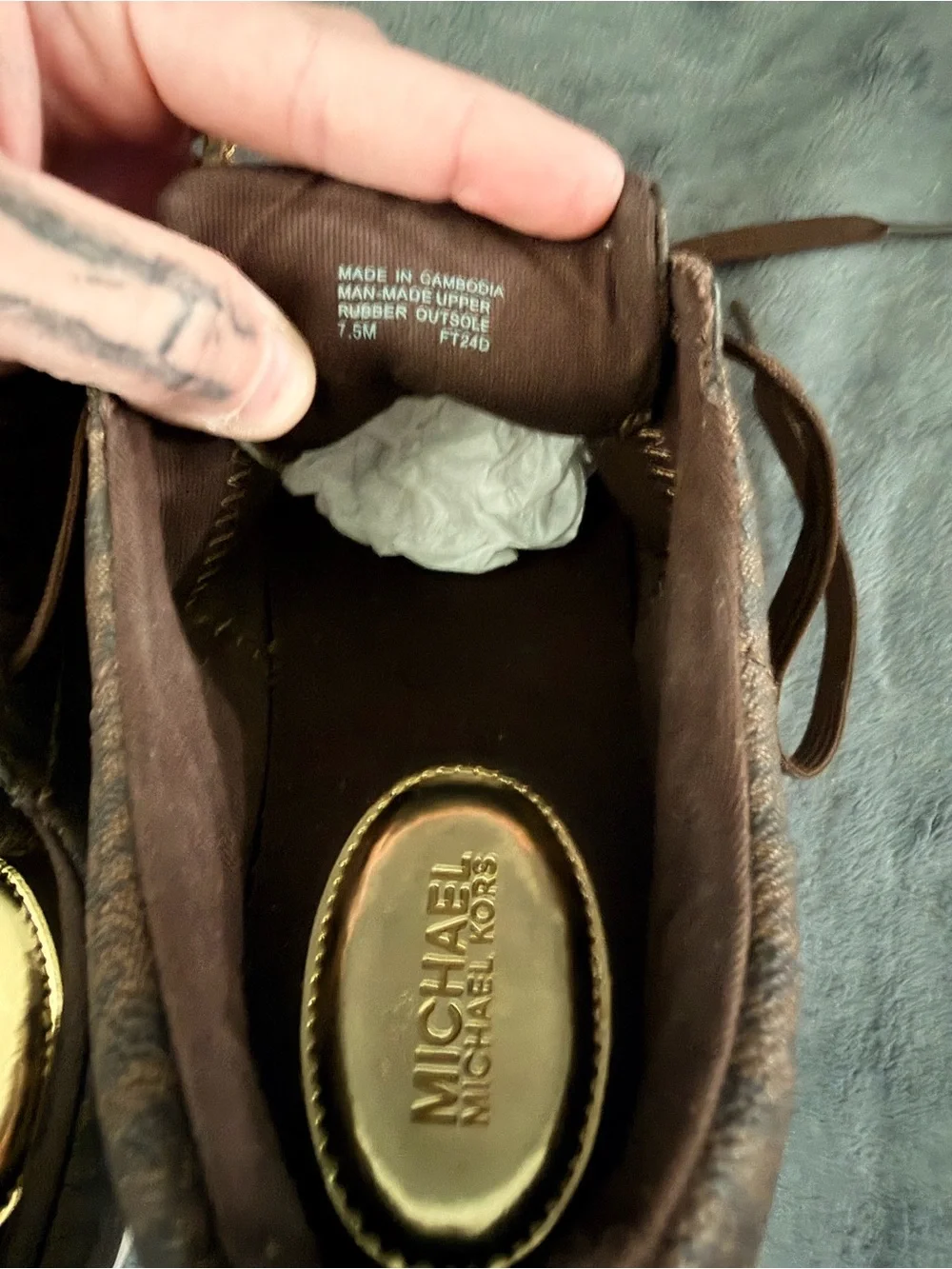 Michael Kors Brown and Gold Logo Lace-Up Sneakers